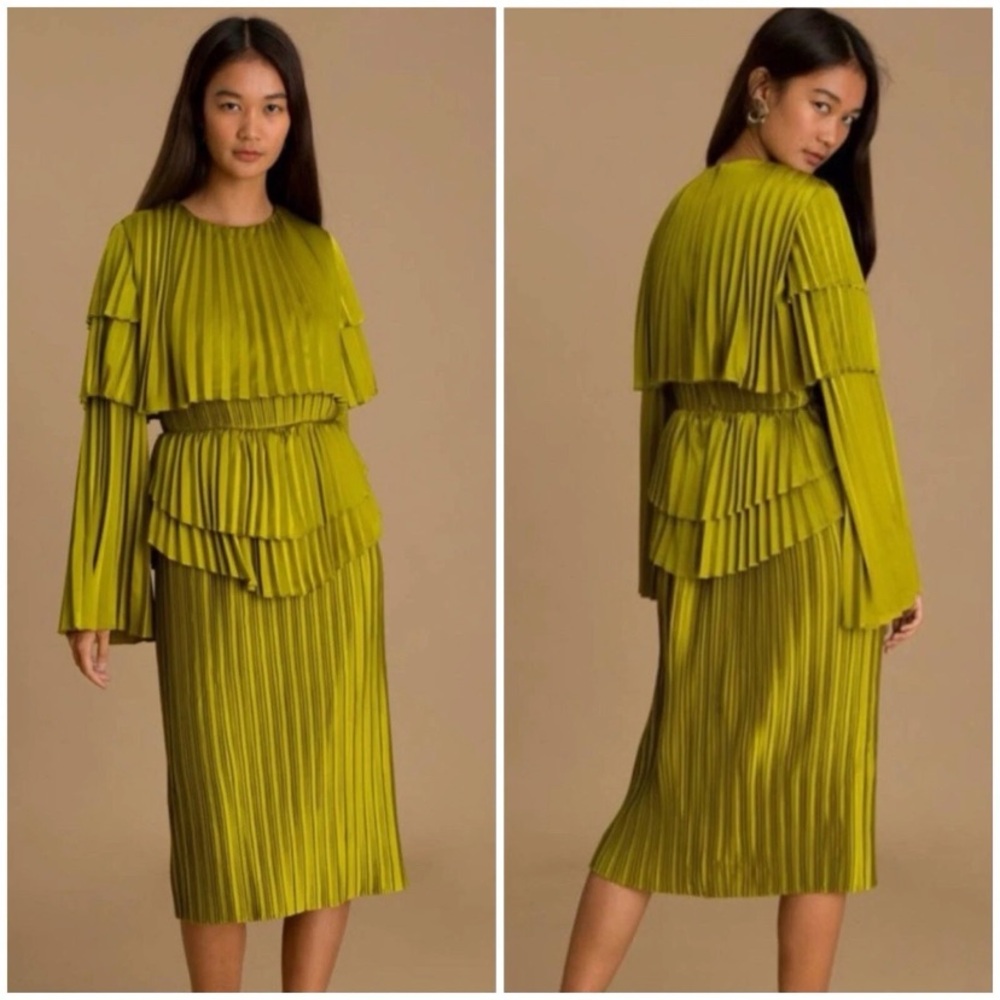 Andrea Iyamah Raffe Pleated Dress Size L